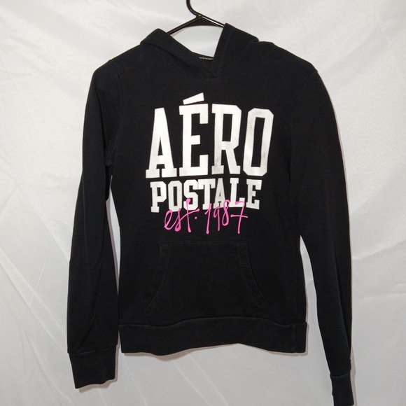 Aeropostale Tops - Aeropostale Black Sweatshirt with White and Pink Accents NWOT Size Small